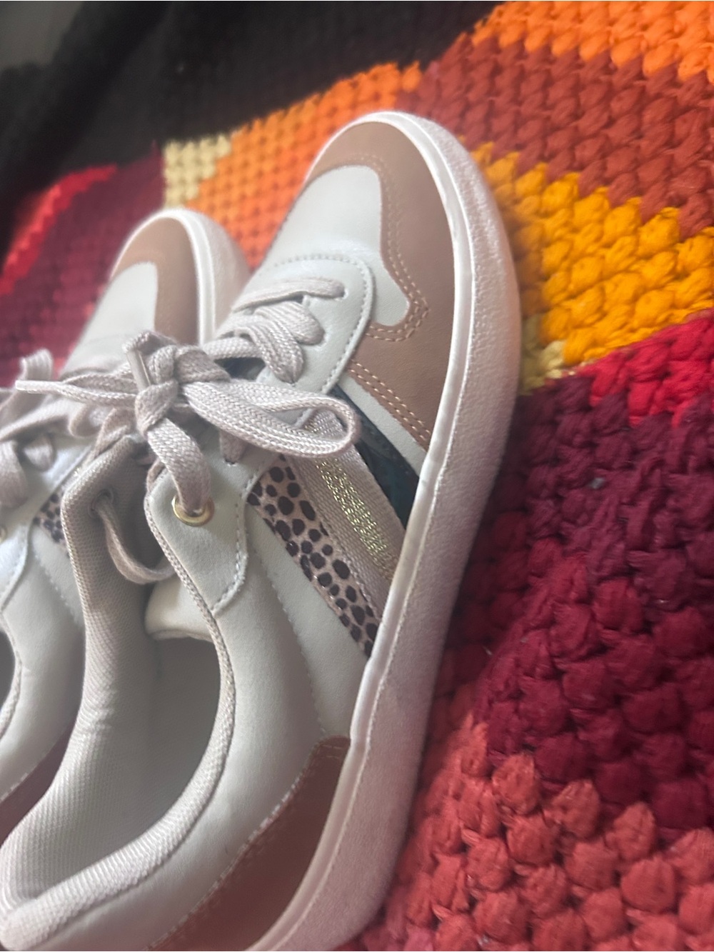 Dr. Scholl's Beige Taupe Snake-Accent Lace-Up Sneakers - Picture 3 of 5
